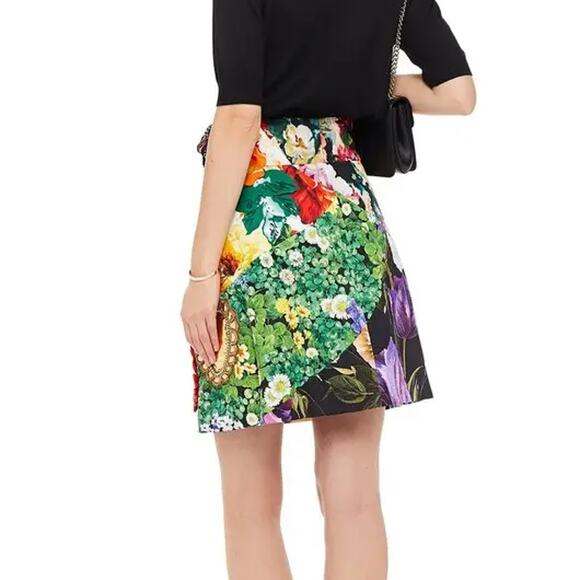 DOLCE & GABBANA $5400 floral-print crepe de chine mini skirt Flowers 40 - Picture 5 of 7